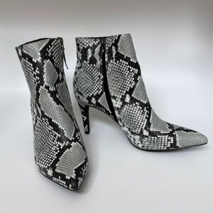 Le Chateau Black and Gray Snakeskin Ankle Boots